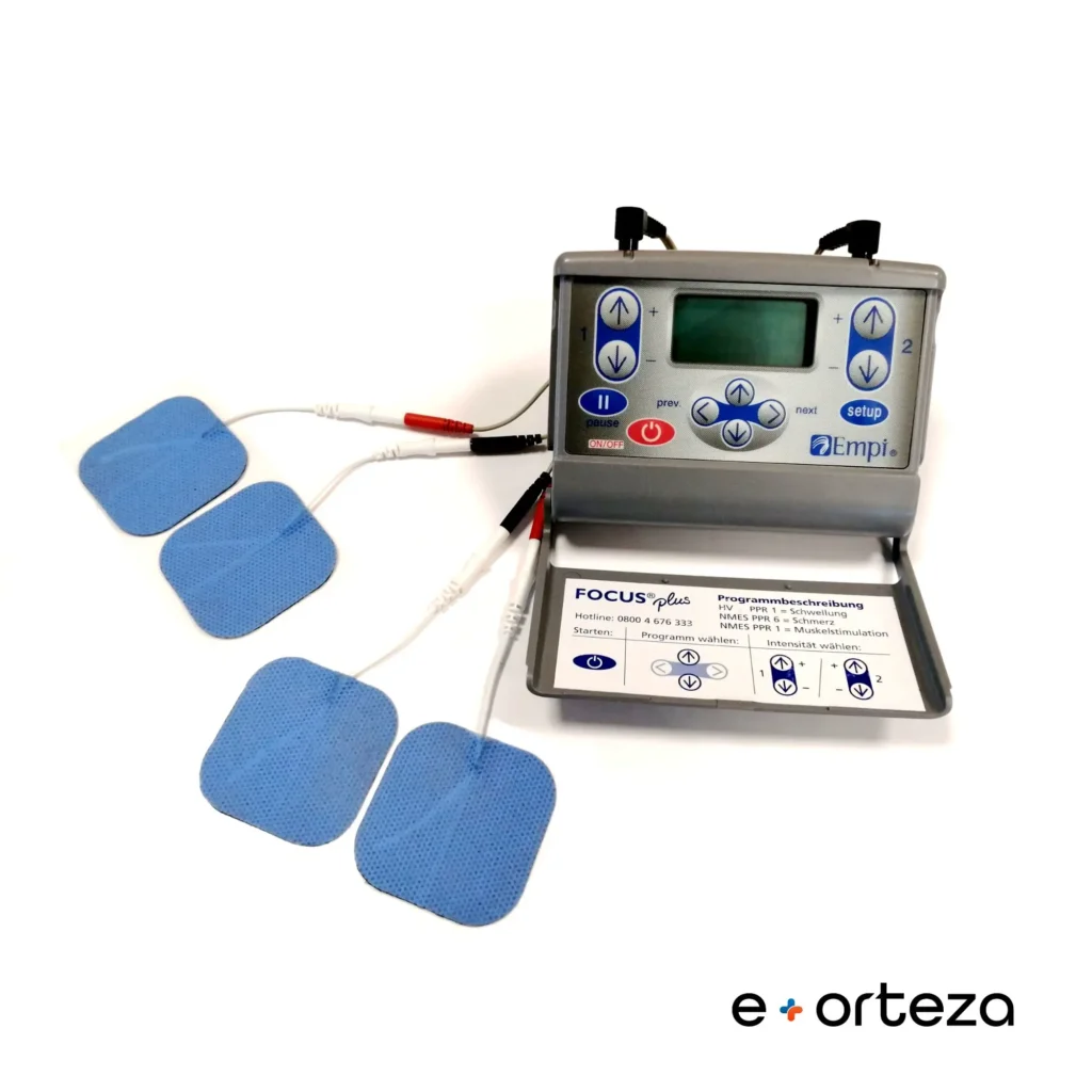 Zastosowanie ortezy zegarowej na kolano 4 Elektrostymulator FOCUS Plus - wypożycz wygodnie online!
