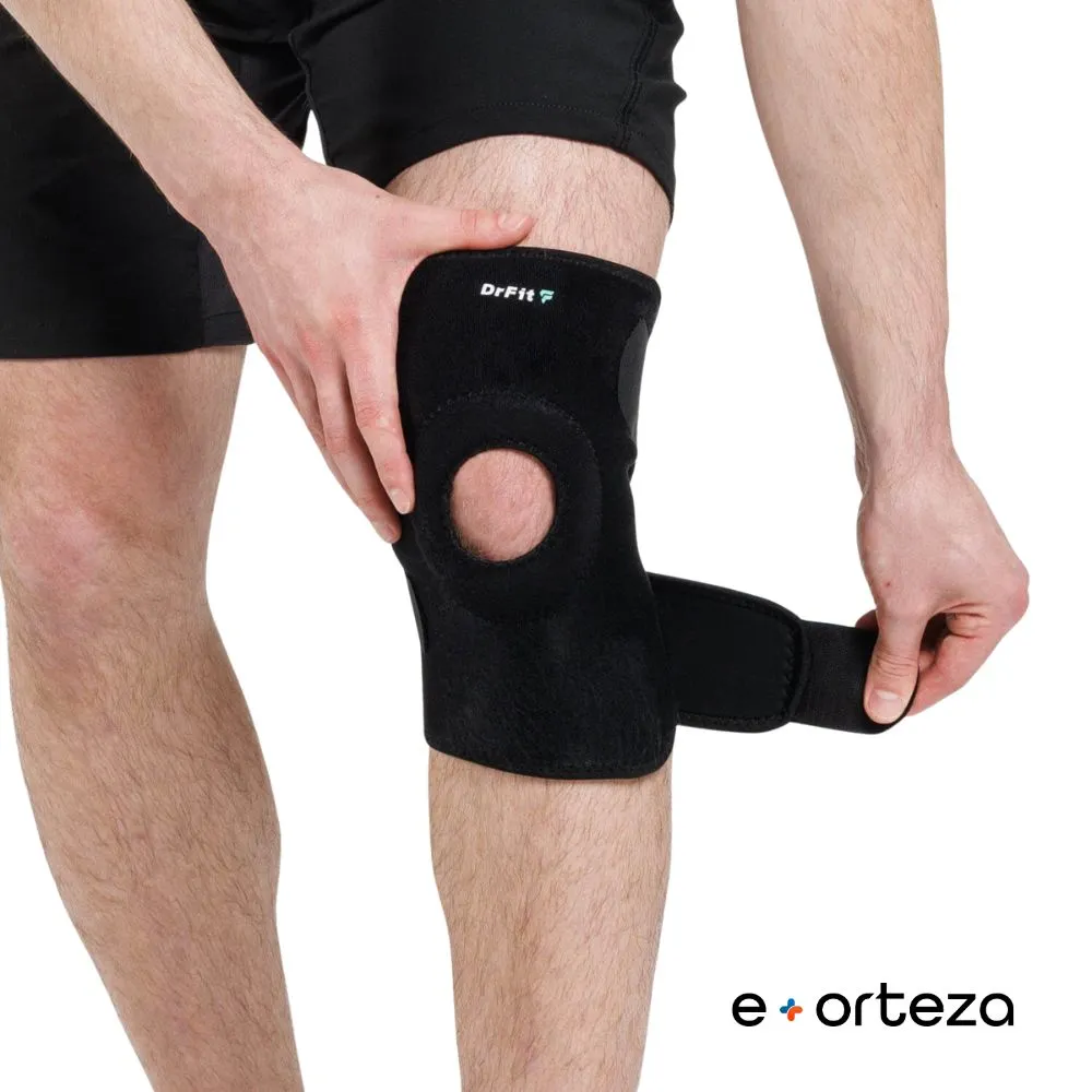 Zastosowanie ortezy zegarowej na kolano 5 DrFit Zapinany stabilizator kolana z neoprenu z otworem na rzepkę